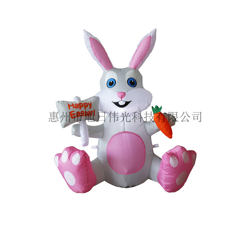 跨境定制复活节气模 恐龙抱蛋小鸡划船兔子推蛋绿帽猴子充气模型