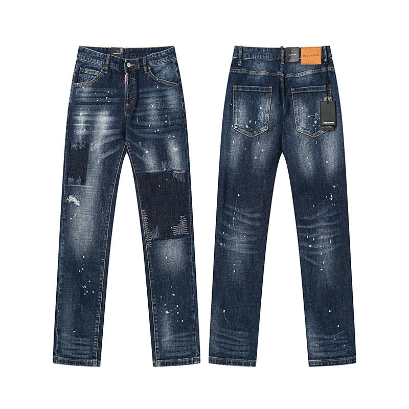 26Ss Cross-Border Foreign Trade Dsq2 European and American Style D2 Power Fashion Washed Vintage Distressed Slightly Stretchy Denim Jeans Long Pants 26Ss Cross-Border Foreign Trade Dsq2 European and American Style D2 Power Fashion Washed Vintage Distressed Slightly Stretchy Denim Jeans Long Pants