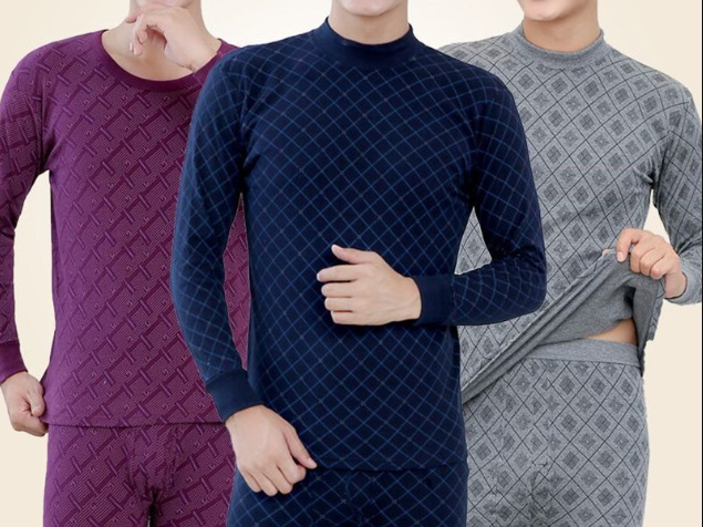 高领内衣中领加毛  秋衣中老年人打底棉毛衫冬男士印花秋衣直销