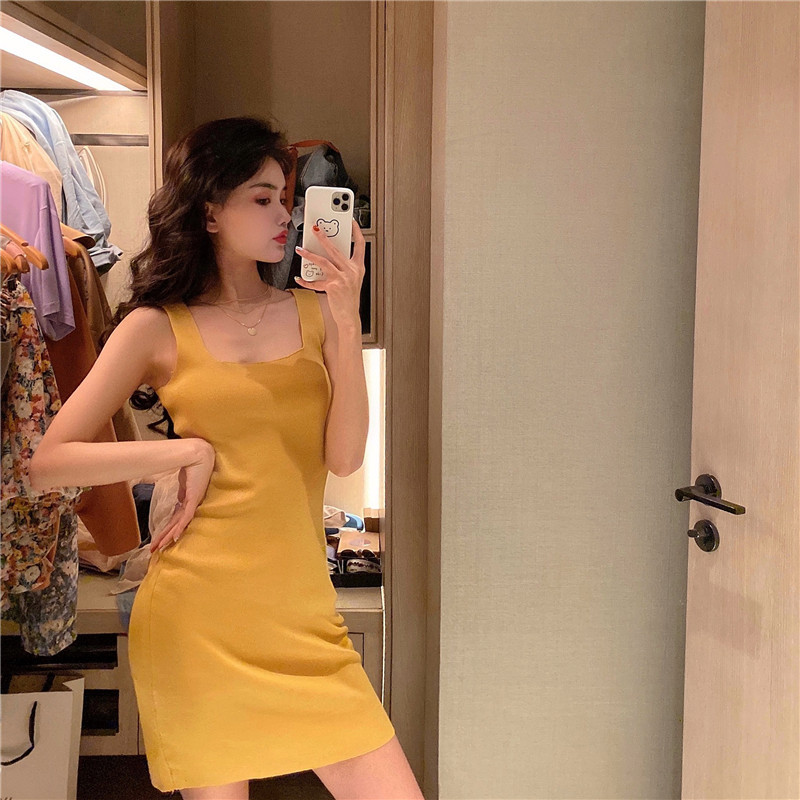 182g Weight Above Knee Dress Length Type Sleeveless Sleeve Length Strap Dress Dresses Type Polyacrylonitrile Fiber Fabric Type High Waist Waist Line Holiday, Daily Occasion Strap Neckline Slim Fit Type Solid Color Pattern Summer Season Women's Gender Casual, Elegant Style Wholesale Women's Casual Elegant Solid Color Holiday Daily Strap Sleeveless Strap Dress 14