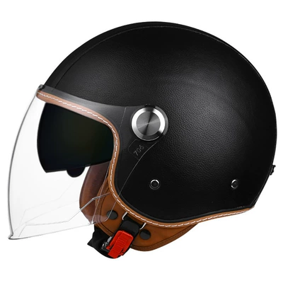 Motosiklet kaskı (dəbilqə) — helmet motorcycle bluetooth helmet electric - lychee-pattern-black-outer-long-inner-tea-m