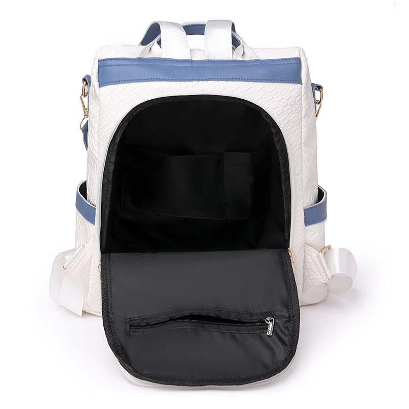 Spot wholesale 2024 nueva moda tejida señoras mochila antirrobo color de contraste simple mochila multifuncional de doble uso