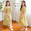 Summer dress, shiffon long skirt, children's small princess costume, puff sleeves, 2023, Korean style, suitable for teen