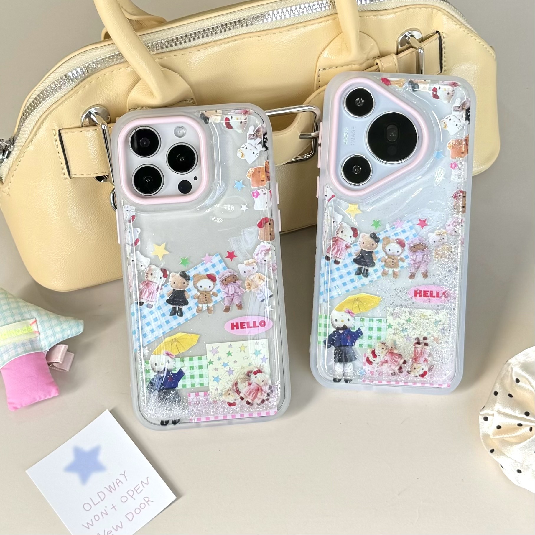 Chica corazón arenas movedizas estrellas gato a cuadros para Apple 16ProMax nicho 15/14 nuevo 13 Huawei P70P