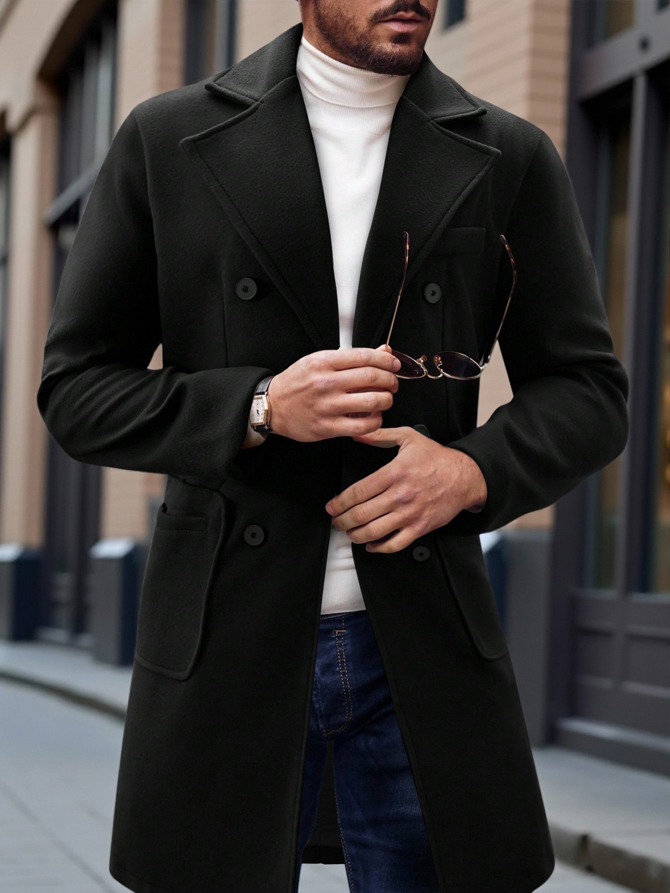 Wollen herenjas trenchcoat voor herfst en winter_voghion.com