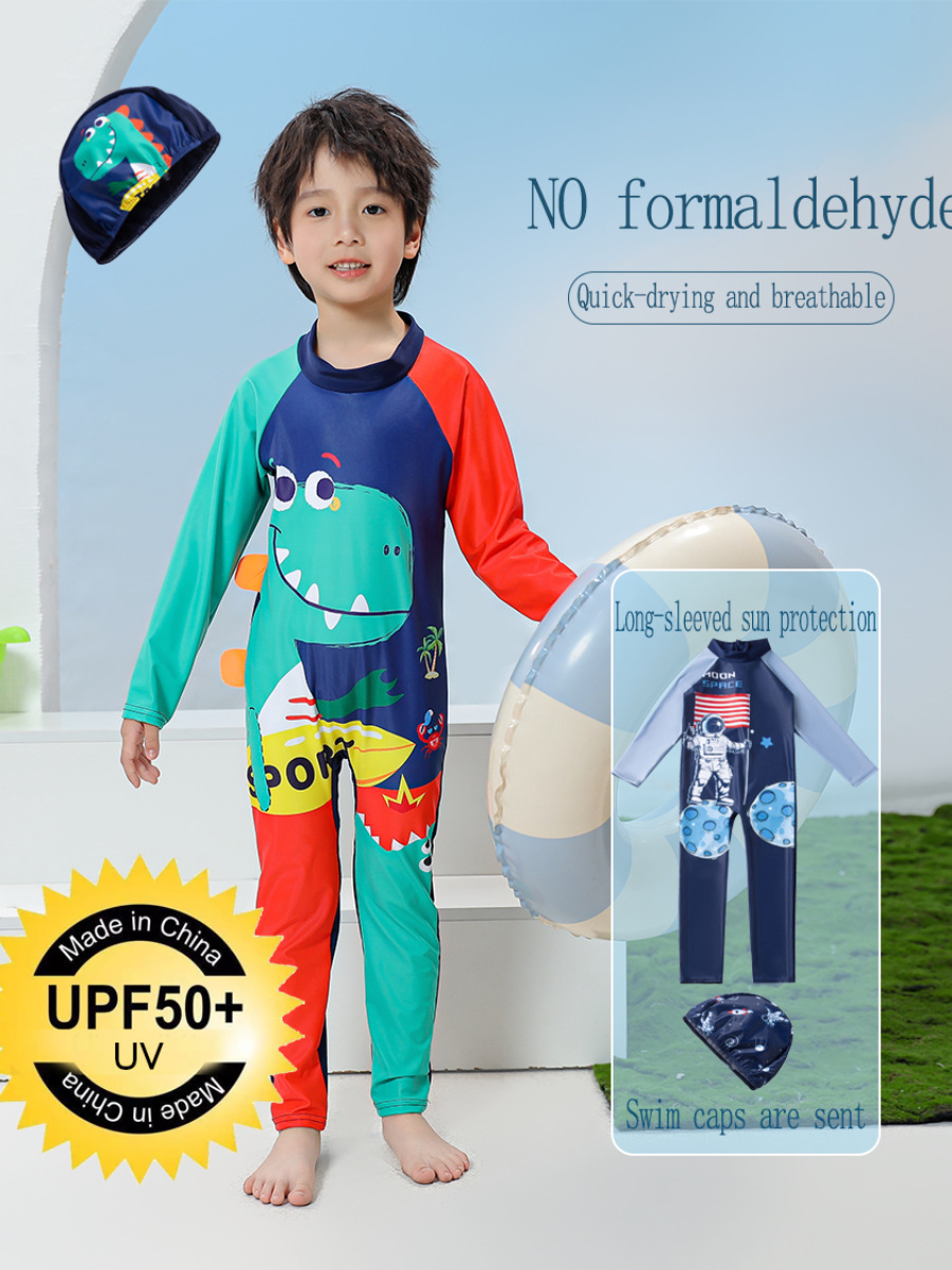 Traje de baño para niños de comercio exterior, traje de natación de secado rápido con protector solar de manga larga para niños, traje de buceo para bebés, traje de surf al por mayor