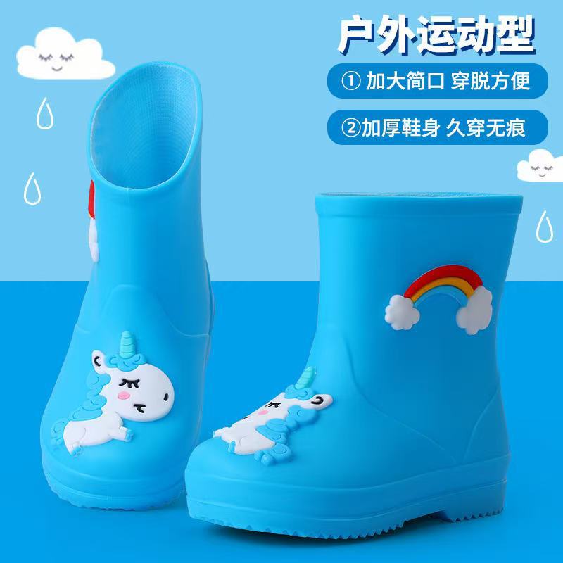 Bebés zapatos impermeables para niños, dibujos animados lindos para niños y niñas, jardín de infantes, zapatos impermeables para niños mayores, zapatos de lluvia antideslizantes y veludo