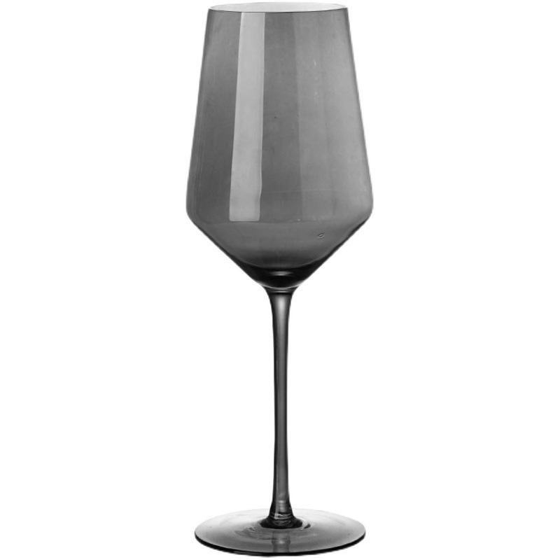 Tazas de vidrio de cristal chapeadas negras de alto pie tazas de vino gris de humo tazas de vino europeas tazas de champán de banquete occidental