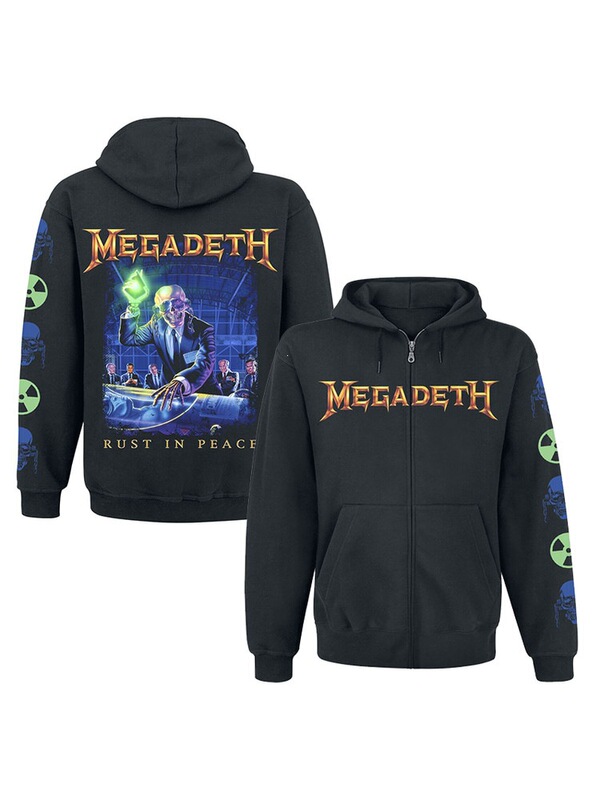 Metal band Megadeth whip metal hard rock heavyweight men's hooded zip-up sweatshirt jacket Metal band Megadeth whip metal hard rock heavyweight men's hooded zip-up sweatshirt jacket