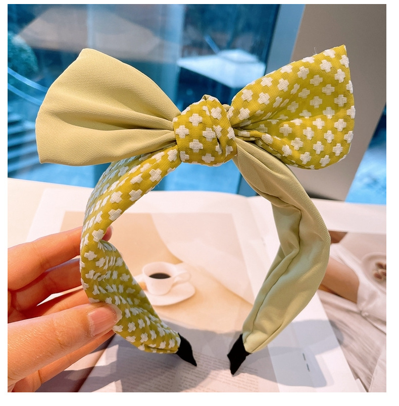 Retro Houndstooth Color Matching Bow Headband display picture 10
