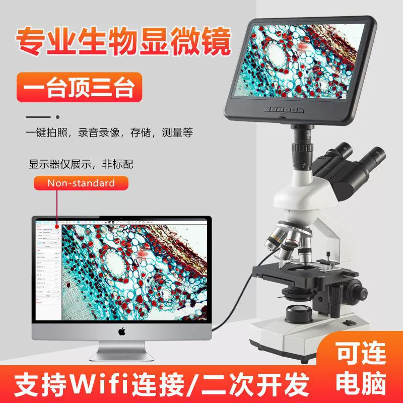 双目生物显微镜中考教学实验专用高清光学水产养殖看细菌螨虫检测