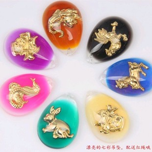 Zodiac Colorful Pendant Crystal Gold Color Crystal Pendant Distribution Red Rope One Yuan Store
