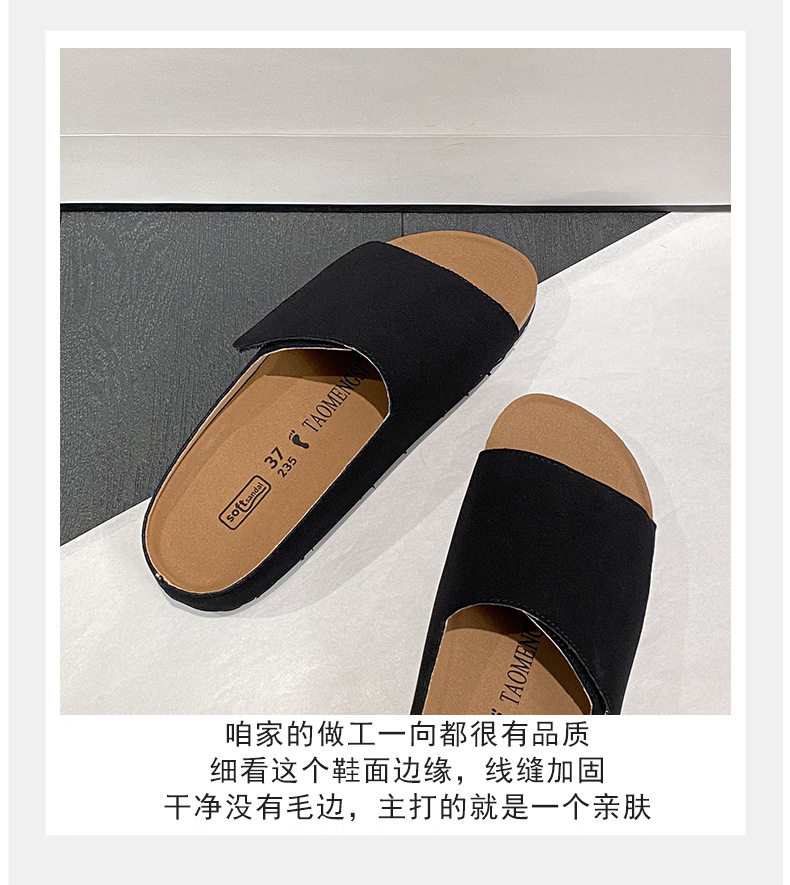 Dép sandal nữ quai ngang bản rộng mũi tròn đế bằng gấp gọn đi ngoài trời mùa hè — Màu Kaki, Màu mơ, Màu đen chi tiết 10