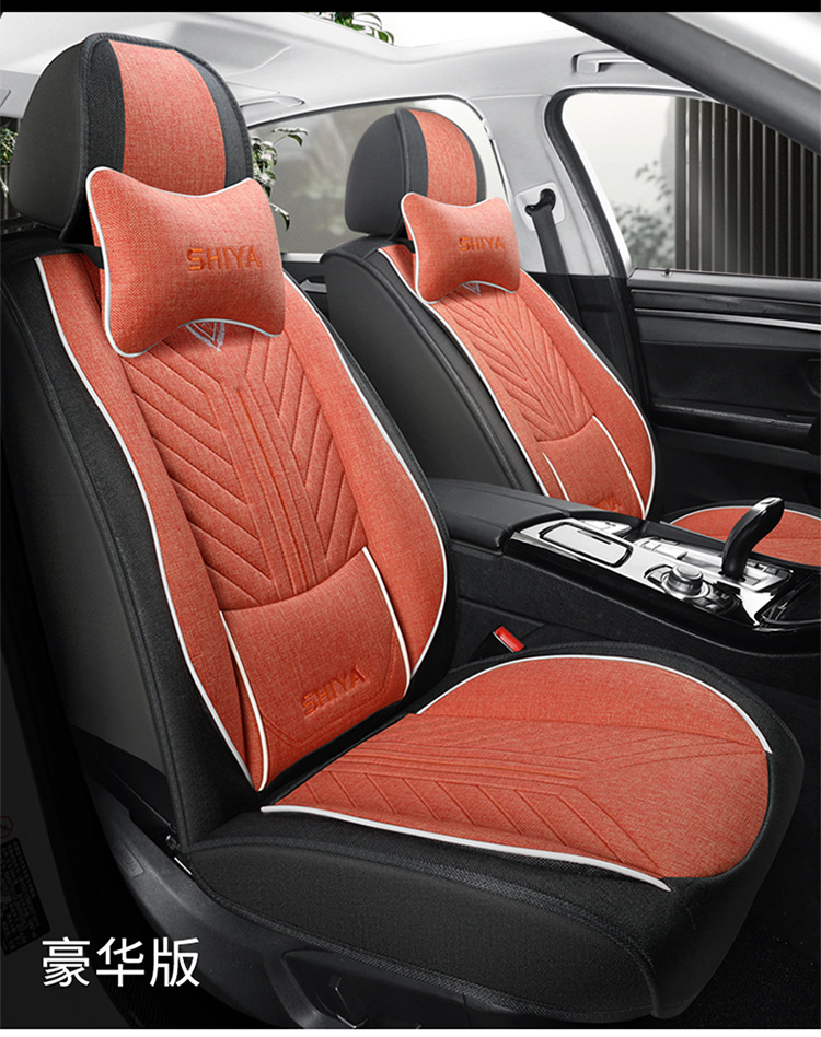 Car Seat Cover, Linen Seat Cushion, Special for All Seasons, Fabric Seat Cushion, Fully Designed and Adaptable, Fully Enclosed Design