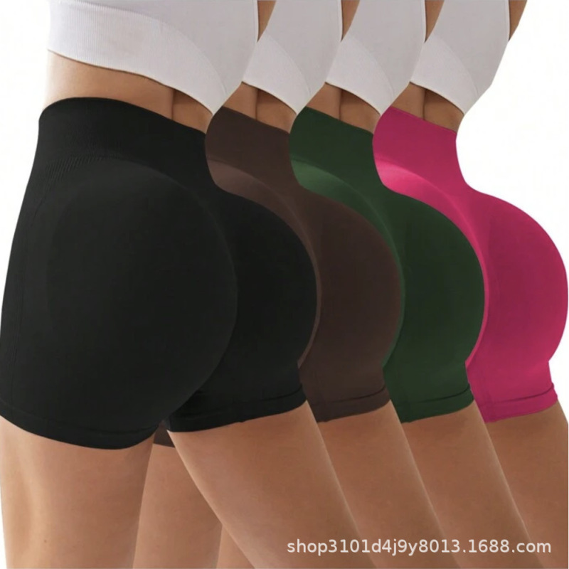Cross-Border European and American Seamless Sports Yoga Shorts, Peach Butt-Lifting Sports Pants, Tummy Control Fitness Shorts, Three-Quarter Length Shorts for Women Cross-Border European and American Seamless Sports Yoga Shorts, Peach Butt-Lifting Sports Pants, Tummy Control Fitness Shorts, Three-Quarter Length Shorts for Women
