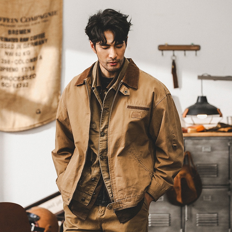 American Style Classic Retro Detroit Tooling Jacket Men's Fashionable Brand Ami Kaji Canvas Antique Jacket Men's Spring and Autumn American Style Classic Retro Detroit Tooling Jacket Men's Fashionable Brand Ami Kaji Canvas Antique Jacket Men's Spring and Autumn