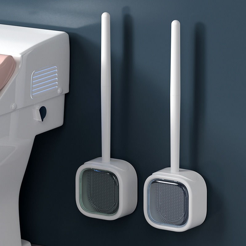 cepillo de inodoro sin esquina muerta, conjunto de cepillo de inodoro montado en la pared, artefacto de lavado, cepillo de inodoro de silicona limpio