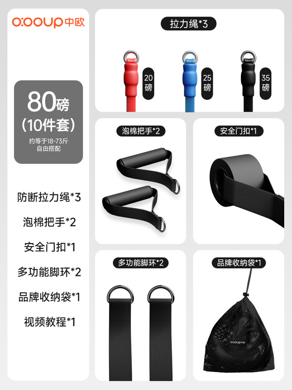 拉力绳家用健身瑜伽弹力带女开肩练背练腿挂门下拉训弹力绳组合装|undefined