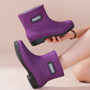 Short tube frosted women's rain boots kitchen non-slip fashion matte rubber shoes women's waterproof shoes mother short water boots garden boots