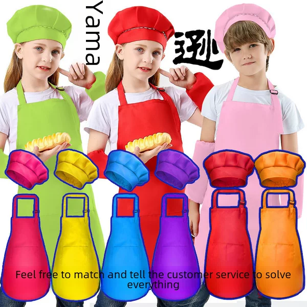 Kindergarten Painting Clothes Chef Clothes Set Printing Clothes Children's Apron Children's Waist Chef Set