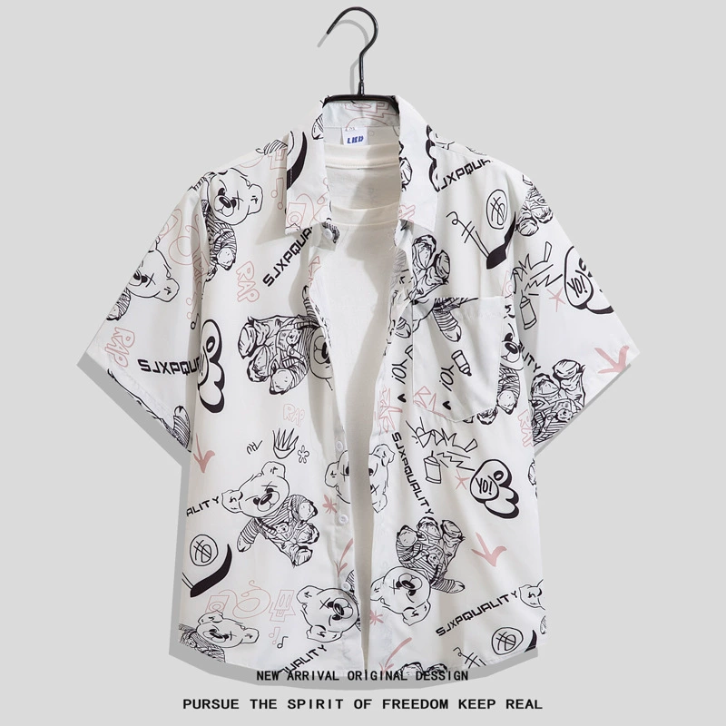 Рубашка Summer oversize хип‑хоп короткий рукав, унисекс, свободный крой (размеры до 4XL)