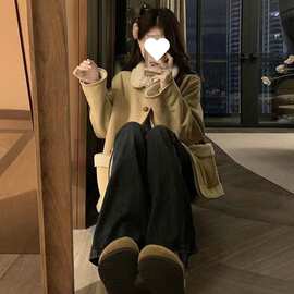 复古鹿皮绒羊羔毛加绒外套女冬季宽松加厚保暖皮毛一体机车棉服潮