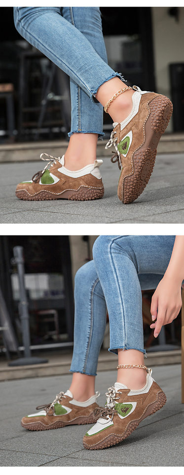 Giày thể thao unisex cỡ lớn da thật mũi tròn, đế bệt, dây thun, phong cách năng động — 6887 màu cát, 6887 nâu, 6887 rượu vang đỏ chi tiết 18
