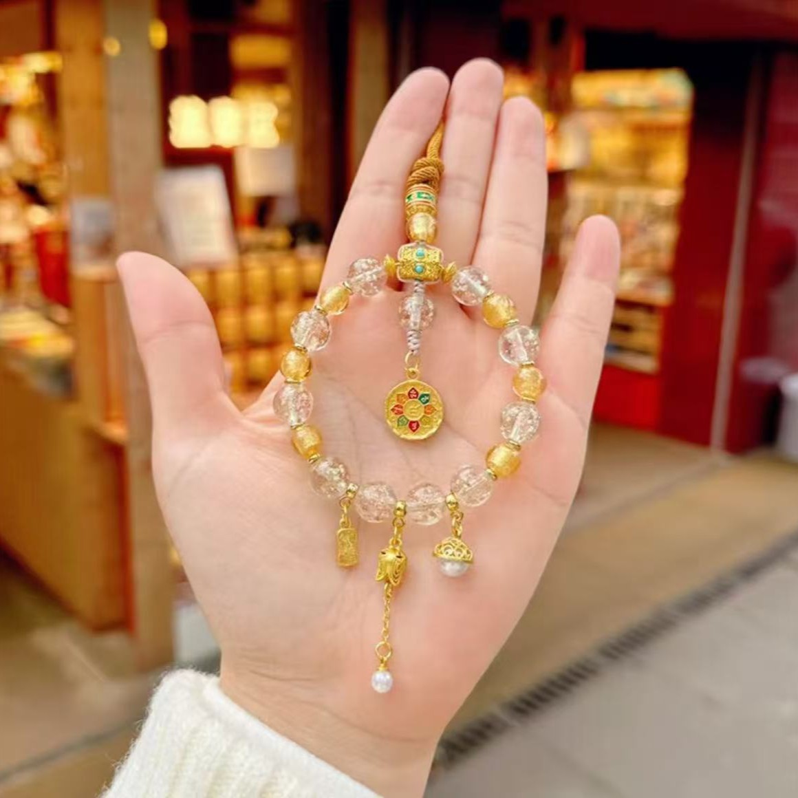 2025年新中式招财六字箴言版新款五路钱袋子汽车挂件国风包挂礼物