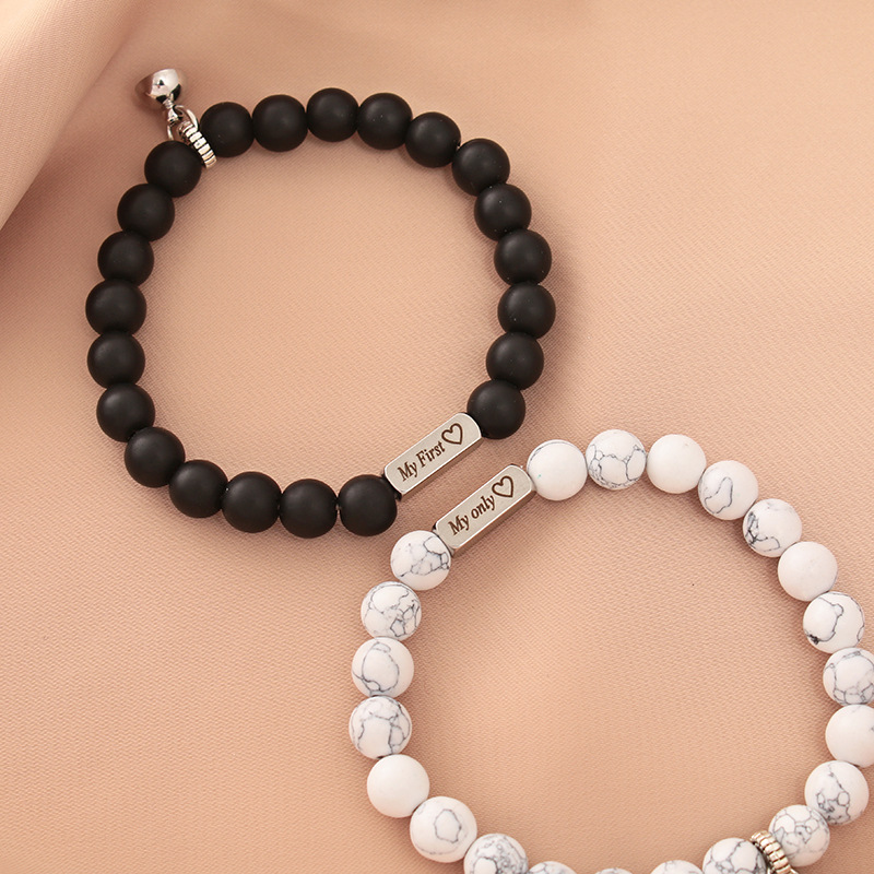 European And American New Lettering White Turquoise Magnet Attracts Lovers Beads Bracelets display picture 4