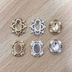 DIY Jewelry Accessories with 10*14 Oval Crystal Cat's Eye Flower Plate Diamond Buckle Zinc Alloy Jewelry Buckle Clothing Accessories