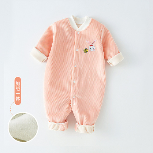 Baby Bodysuit for Autumn/Winter with Fleece and Thick Padding, Warm Newborn Clothes for Boys and Girls