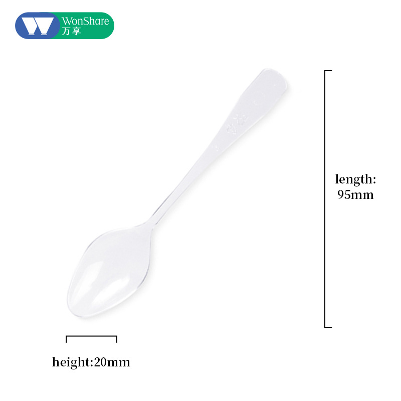 Cuchara desechable de punto cuidadosamente seleccionada Cuchara de pudín transparente de plástico de 10cm Cuchara de postre Spot engrosado Transfronterizo Amazon