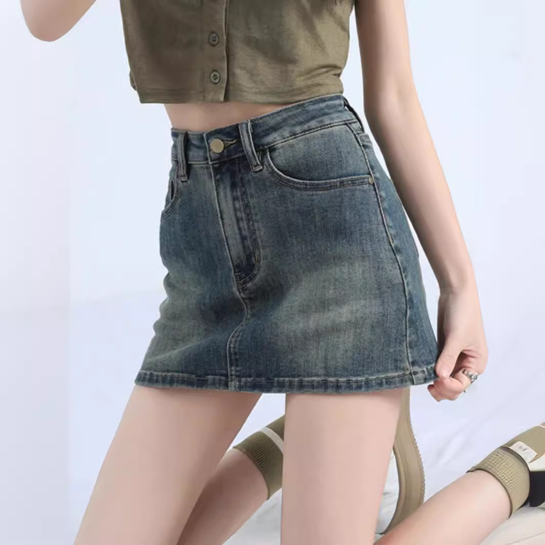 Women's Vintage High Waist Denim Mini Skirt Bodycon Fit Slimming Sexy Hot Girl Tight Skirt Retro Style for Summer XS-XL_ecoleips.com