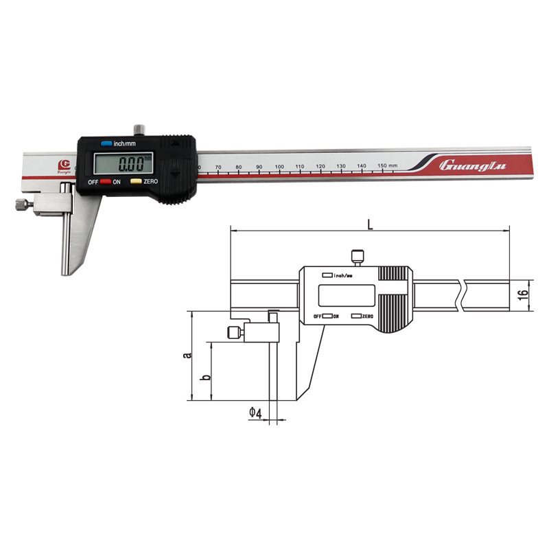 广陆量管壁厚数显游标卡尺0-150mm管厚度壁厚卡尺 水管厚度卡尺