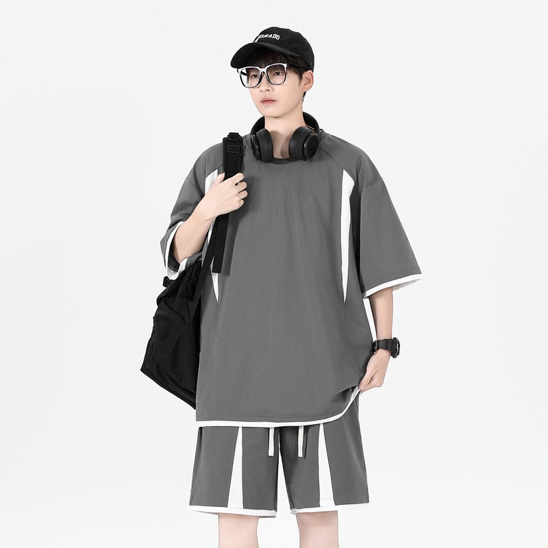 Fábrica directa puede personalizar logotipo impresión juvenil verano nuevo hombre suelto pantalones cortos de mangas cortas juego deportivo