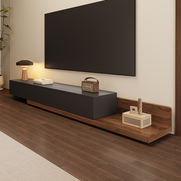 Solid Wood Tv Cabinet Living Room Home 2025 New Simple Small Apartment Coffee Table Combination Retractable Tv Cabinet Floor-Standing