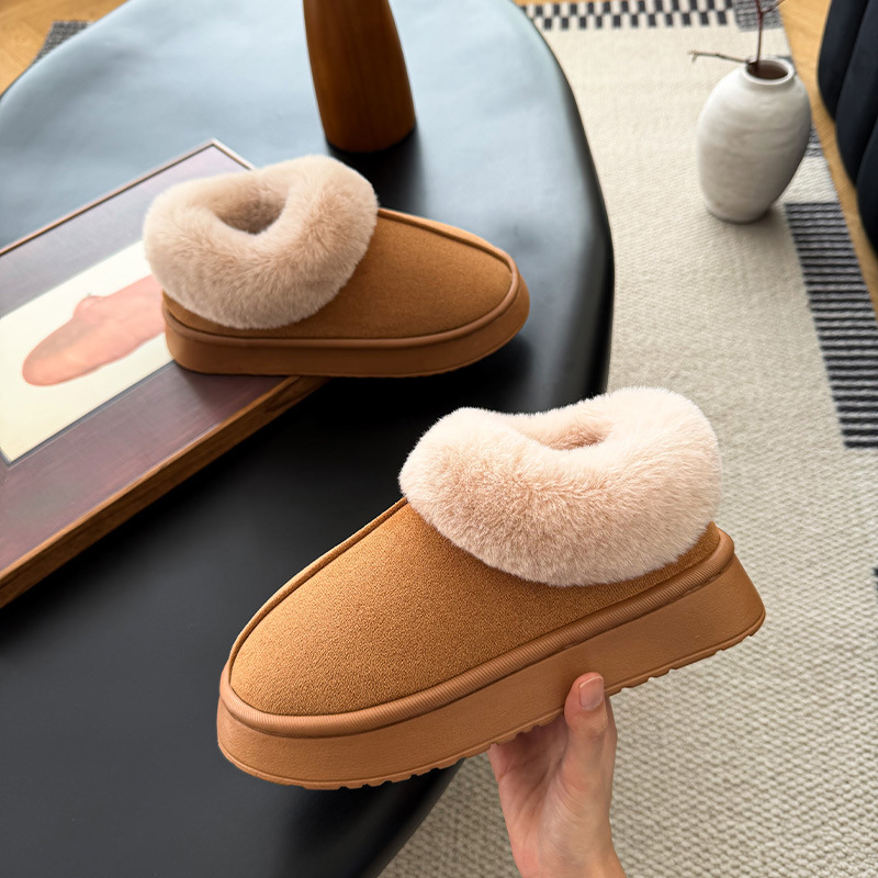 Winter plush snow boots for women, thick-soled, height-increasing, fully lined, warm for home use, men's outdoor postpartum cotton shoes Winter plush snow boots for women, thick-soled, height-increasing, fully lined, warm for home use, men's outdoor postpartum cotton shoes