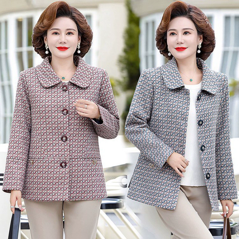 Мама весна и осень короткая куртка для женщин среднего возраста короткий маленький ароматный пиджак для пожилых людей весна и осень топ
