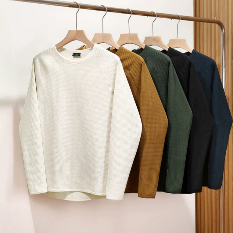 Luxurious Lightweight New Waffle-Style Moisture-Wicking Quick-Dry Stretchy Breathable Men's Autumn and Winter Long-Sleeve T-Shirt Sweatshirt Trendy Luxurious Lightweight New Waffle-Style Moisture-Wicking Quick-Dry Stretchy Breathable Men's Autumn and Winter Long-Sleeve T-Shirt Sweatshirt Trendy