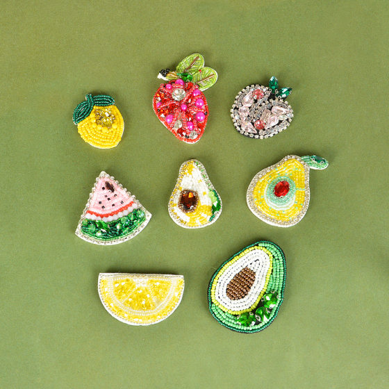Handmade Beaded Fruit Apple Strawberry Agaro Cloth Sticker Sewing Hat Shoe Bag Clothes Decoration Patch Decoration Accessories