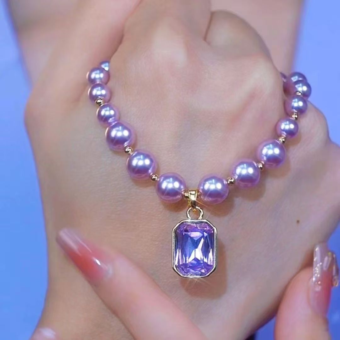 보라색 사각 진주 목걸이 31