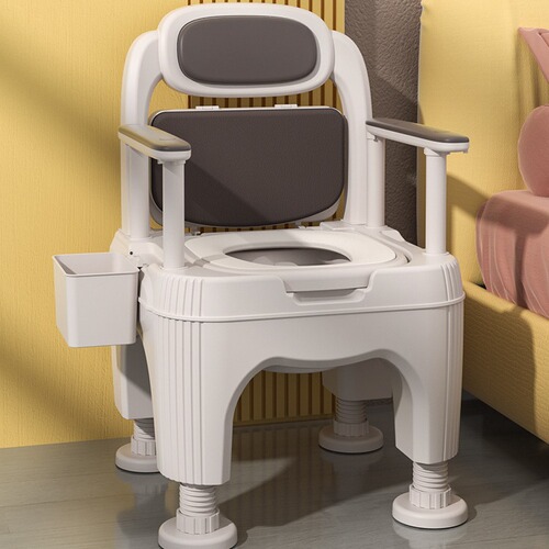 Adult mobile toilet with adjustable elderly seat, pregnant indoor toilet seat, plastic anti-odor bowel and urinal bucket