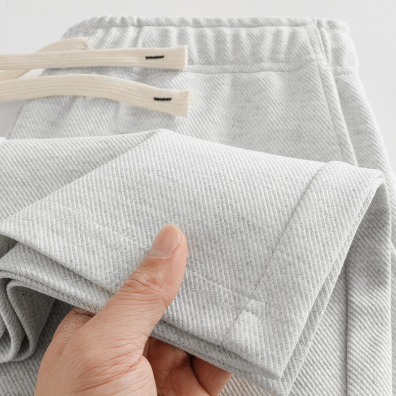 300g Heavyweight White Floral Gray American Cotton Twill Straight-Leg Sweatpants Men's Loose Drape Sports Pants Drawstring Casual Pants Trendy