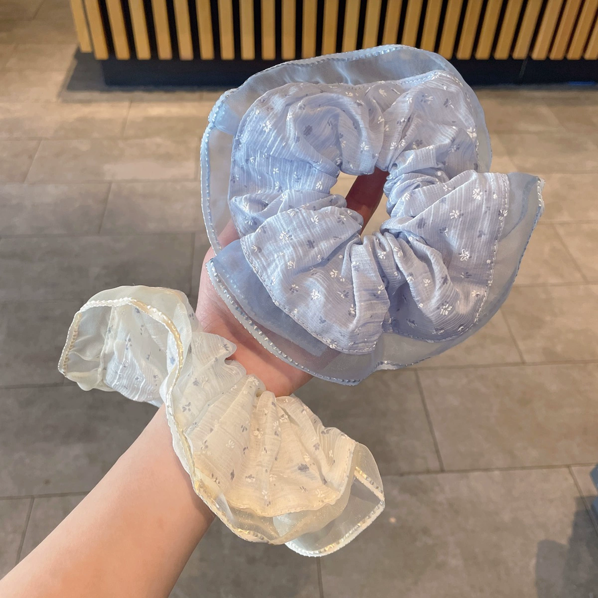 2025 New Forest Style Floral Large Intestine Hair Tie for Women Korean Style Gentle and High-Level Hair Rope Large Hair Rope Temperament Head Flower