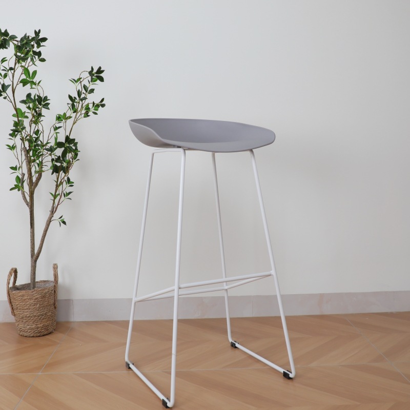 Silla de Bar nórdica moderna silla de Bar de plástico minimalista pierna reforzada ocio barra clara recepción Cafe silla alta