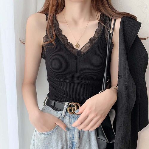 Cross-border foreign trade hot warm suspender vest for women in autumn and winter, thick base coat, lace heating and traceless base coat