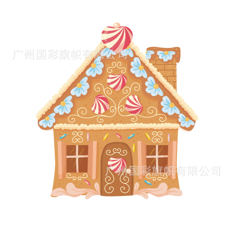 跨境新款节日糖果屋异形场景派对装饰布置道具主题圣诞节异形旗帜|undefined