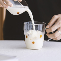 和風ドット柄高硼珪酸ガラス製クリエイティブ透明カップ、ミルクカップ、ドリップコーヒーカップ、取っ手付きティーカップ
