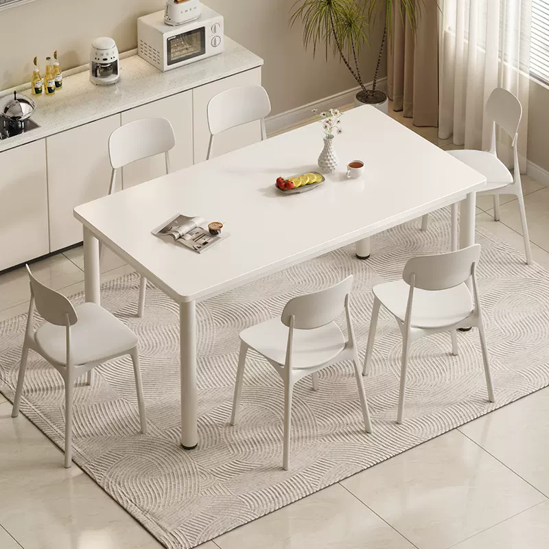 餐桌家用现代简约长方形饭桌出租屋四人奶油风桌子网红餐厅桌椅