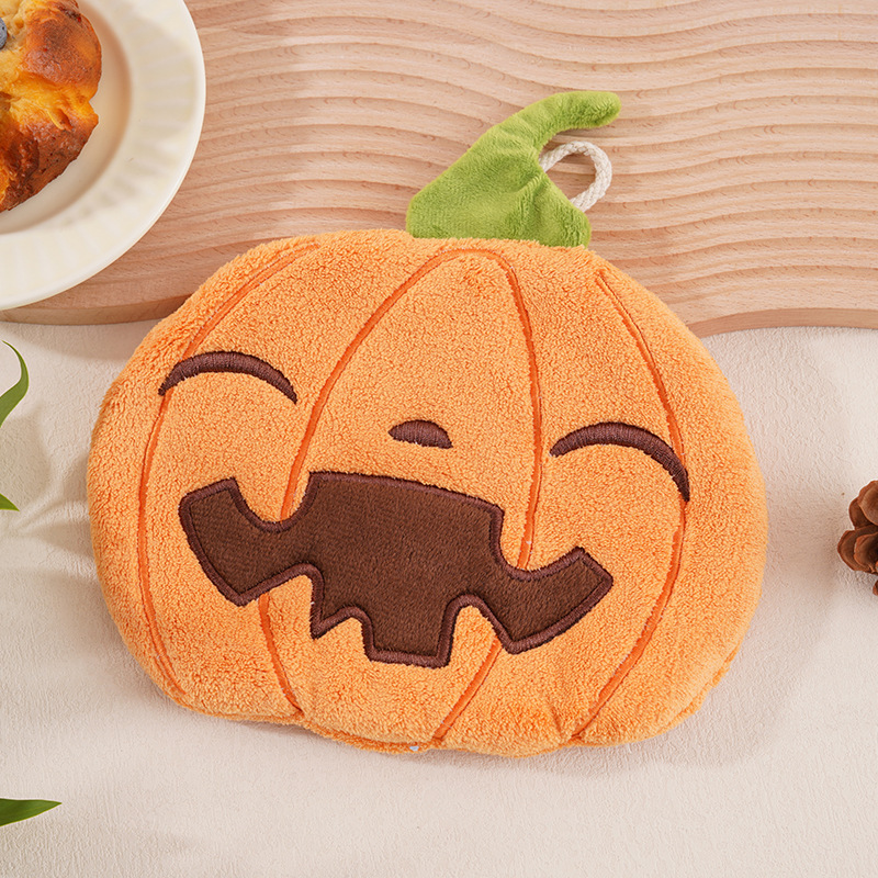 クロスボーダーハロウィン漫画カボチャハンドタオル家庭用ハンギングコーラルベルベット肥厚キッチン吸水速乾タオル|undefined